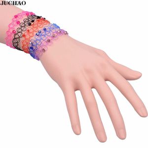 JUCHAO Boho Bracelets for Women Crystal Beads Stretch Tattoo Fish Line Charm Bracelet Female Jewelry Armbanden Voor Vrouwen L230704