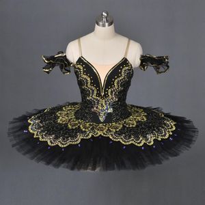 Tutu di balletto classico adulto cigno nero tutu di balletto professionale rosso oro per ragazze vestito da ballo prestazioni costume da balletto nero257g