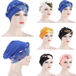 Abbigliamento etnico Donna Donna Musulmano Perdita di capelli Stretch Turban Caps Cancro Chemio Cappello Tinta unita Treccia Stampa Testa Sciarpa Beanie Bonnet Wrap