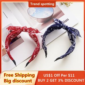 Beanie Skull Caps Bow Wide Brimmed Head Hoop For Women Hair Accessories Boho Floral Print Headbands Cross Knot Vintage Elegant Headwear 230712