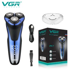 Electric Shavers VGR Electric Shaver Professional Razor Waterproof Beard Trimmer Rotary 3D Floating Shaving Rechargeable Electric for Men V-306 230711