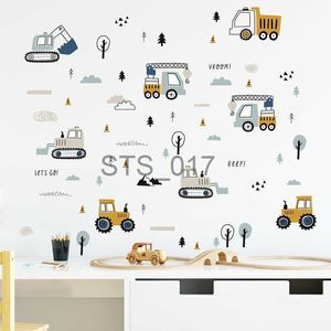 Inne dekoracyjne naklejki ręcznie rysowane urocze samochody naklejki na ścianę ciężarówki do pokoju dziecięcego Elementy Baby Teen Room Pokój Kokartości placi zabawy przedszkole x0712