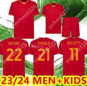 23 24 DYBALA romas Camisas de futebol maglia Pellegrini belotti CELIK Abraham 2023 2024 Camisas de futebol MANCINI KUMBULLA kit masculino infantil EL SHAARAWY