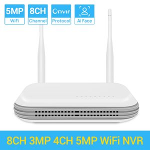 IP Cameras Wifi NVR Mini 4CH 5MP 8CH 3MP XMeye WIFI Video Recorder For Wireless Security System TF Card Slot Face Detection P2P H 265 230712
