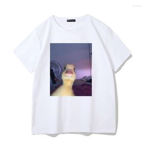 Herren-T-Shirts Das 2023 „Peeping Duck“-T-Shirt ist ein Unisex-Y2K-Rundhalsausschnitt mit bedrucktem Gothic-Hip-Hop-Punk-High-Street-Casual-Loose-Top.