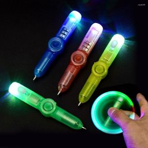 Caneta de tinta luminosa LED para alívio de estresse criativo Material de escritório Brinquedo de descompressão rotativa com ponta do dedo Artigos de papelaria