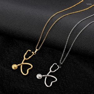 Catene Moda Stetoscopio Pendenti Collane Per Donna Uomo Acciaio Inossidabile Oro Argento Colore Catena Ciondolo Collana Battito Cardiaco Gioielli