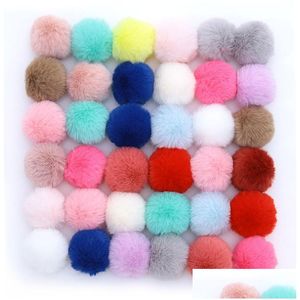 Anahtar Yüzükler 8cm sahte tavşan kürk top pom pom poms fluffy pompom kadın çocuklar için Kış Şapkaları Sklies Beanies Örme Kapak Aksesuarları DH7QD