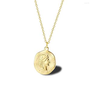 Chains Stainless Steel Round Ancient Roman Unique Portrait Medal Pendant Necklace Jewelry Gift For Women