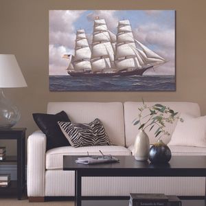 Seascape Sailboat Canvas Ship arte navigabile Frank Vining Smith dipingendo a mano Olio dipinto Decorazioni murali