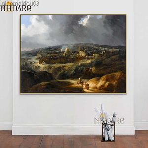 Auguste Forbin Jerusalem Seen from Mount Josaphat Posters and Prints Canvas Art Painting Wall Picture for Living Room Home Decor L230704