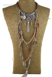 Naszyjniki wiszące Cygsy Oświadczenie Vintage długi naszyjnik etniczny biżuteria boho naszyjnik plemienny kołnierz tybet biżuteria HKD230712