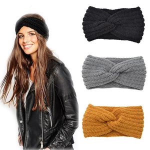 Gorro gorro de caveira malha nó cruz bandana para mulheres outono inverno meninas acessórios para o cabelo banda elástica 230712