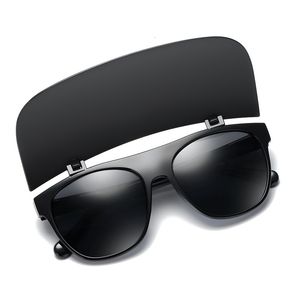 Modeaccessoar Solglasögon Nyheter Personlighet Flip Over Svart Oval Plastbåge Glasögon Kvinnor Män Klassiska glasögon UV400