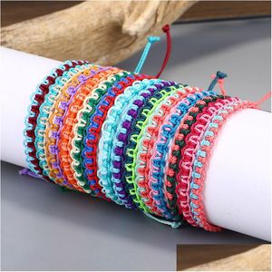 Charm Bracelets Wax String Woven For Women 14 Colors Mtilayer Friendship Bracelet Bohemia Bangle Gift Jewelry Drop Delivery Dh3Gf