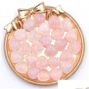 Stone Natural Pink Crystal 15mm Hjärtprydnader Rose Quartz Healing Crystals Energy Reiki Gem Craft Handbitar vardagsrum Dekorati Dhcnu