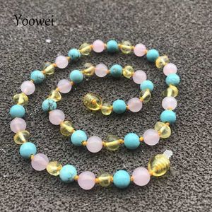 Pendant Necklaces Yoowei 9 Color New Amber Teething Bracelet/Necklace for Baby Adult Unisex Authentic Natural Stone Baltic Amber Jewelry Wholesale HKD230712