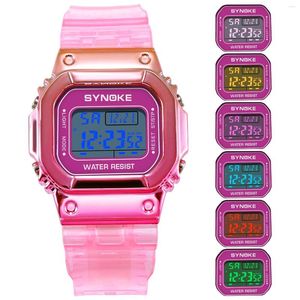 Zegarki na rękę Wodoodporny sportowy zegarek damski Moda Wrist Women LED Cyfrowe zegarki Silikonowy zegar elektroniczny