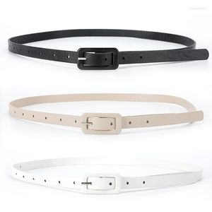 Belts Women Fashion Belt Narrow Thin Leather Waistband Accessories Candy Colors Metal Buckle Spring Gifts Ladies Small