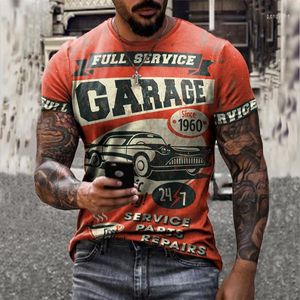 Męskie T-shirty Vintage Car Graphic Męska koszula dla mężczyzn Odzież T-shirt z nadrukiem 3D Letnie topy Moda z krótkim rękawem Casual Oversize Tee