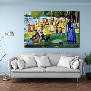 有名なジョルジュ・スーラの絵画風景キャンバスアートラ・グランド・ジャット島の日曜日の午後手作りモダンな家の装飾