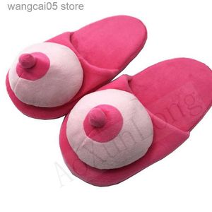 Slippers Beautiful Girl Breasts Slippers Women Mischievous Penis Home Slippers One Size 36-42 Couple Fun Bedroom Warm Slipper Shoes Woman T230712