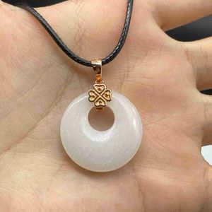 Pendant Necklaces Natural White Jade Round Circle Necklace Transparent White Jade 925 Silver Pendant Necklace Generous Jewelry Gift for Woman HKD230712