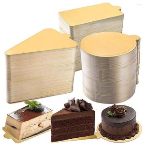 Festliga tillbehör 300 st Mini Cake Boards Gold Circle Paper Cupcake Dessert Displayer Basbricka Mousse Board Tallrikar för fester