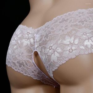 Womens Panties Women Sexy Lace Open Crotch Lingerie Summer Cool Erotic Underwear Low Waist Ruffles See Through Breathable Briefs