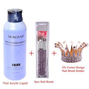 Acrylic Powders Liquids 7Pcs EMA Liquid 75ml Monomer with Nail Brush Pen Holder for Powder Manicure Carve Extension Builder Tips 230712