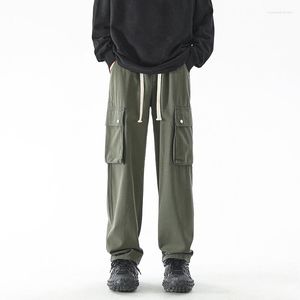 Jeansy męskie American Street Multi Pocket Kombinezony Męskie proste, czarne, zieleń wojskowa, luźne spodnie na wiosnę