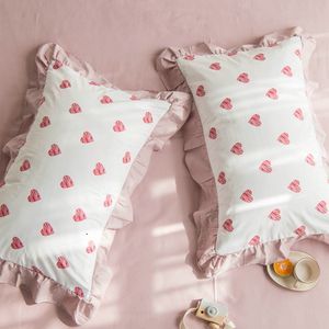 Pillow 1Pc White Pillowcase Sham Princess European Pillow Cover Protector Bedding Cotton Solid Ruffle Pillow 48*74cm 230712