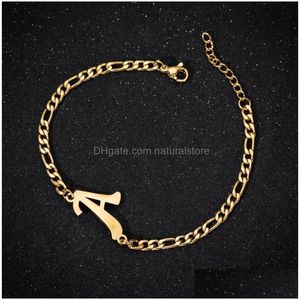 Chain Chic Capital Letter Bracelet Stainless Steel Chunky Ideal Girls Birthday Gift Drop Delivery Jewelry Bracelets Dhjk2