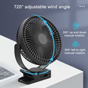 Ventilatori elettrici Fotocamere Batteria da 10000 mAh Elettrodomestici Ventilatore da tavolo elettrico USB ricaricabile Portbale Clip da campeggio esterna Ventilatore Ventilatore di raffreddamento ad aria