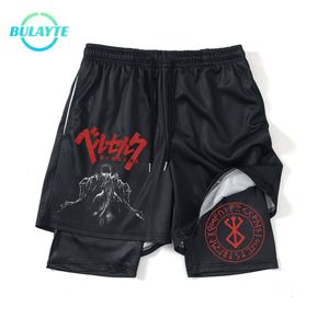 Men's Shorts Anime Berserk Running Shorts Men Gym Sports Short Pants Quick Dry 2 In 1 Workout Breathable Print Jogging Sweatpants Double Deck 230711