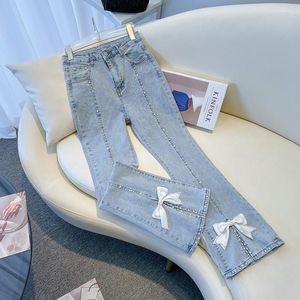 Jeans da donna 2023 Pantaloni a zampa a vita alta da donna Slim Fit Summer Vintage Moda coreana Harajuku Ins Street Denim Pantaloni a gamba larga