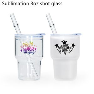 Sublimation 3oz Wine Tumblers Clear Frosted Colors Liqueur Shot Glass with Plastic Lid 60PCS/C A0139