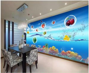 Duvar Kağıtları 3D Duvar Kağıdı Özel Po Duvar Meyve ve Sebze Renkli Restoran Arka Plan Duvarlar İçin Duvarlar İçin Ev Dekoru 3 D