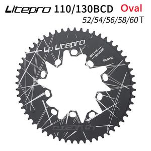 Ruote libere per bici Ruote di catena Litepro 110BCD 130BCD Corona ovale 110130MM 5254565860T per guarnitura bici pieghevole Brompton Ruota di catena per bicicletta da strada 230712