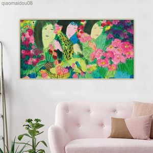 Walasse Ting "Three Women Birds And Fruit" Canvas Oil Painting Aesthetics Art Picture Backdrop Hanging Decor Home Decoration L230704