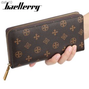 Baellerry 女性財布レザー製ジッパー小銭入れファッション大容量ロングカードホルダー女性クラッチ財布電話 L230704