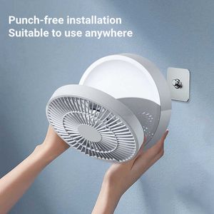 Electric Fans Remote Control Wireless Punch-Free Wall Mounted Circulation Air Cooling Fan with Led Light Folding Electric Ventilator Table Fan