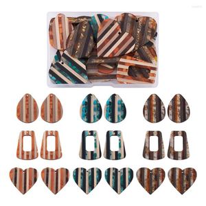 Charms 1 Sets Resin & Wood Pendants Geometric Rhombus Heart For Jewelry Making DIY Dangle Earrings Necklace Supplies