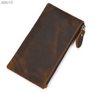 Men Women's Leather purse cellphone pouch iphone bag single zipper long purse slim wallet for coins man woman for card cash L230704