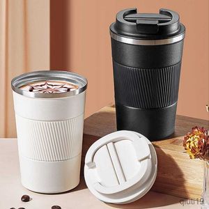 Muggar 380ml/510ml Kaffetermosmugg Läcksäker halkfri bilvakuumflaska Resevärmekopp Dubbelväggig vattenflaska i rostfritt stål R230712