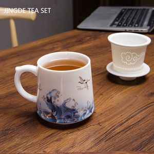 Cups Saucers Style Ceramic Master Cup with Lid Enamel Color Tea Inner Filter Largecapacity Teacup Chinese Set Supplies 230711