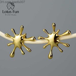 Urok Lotus Fun Real 925 Sterling Srebrny Naturalny, ręcznie robiony design Znakomita biżuteria Splash Metal Studs Z230713