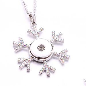 Colares com Pingente Moda Floco de Neve Cristal Colar Botão de Snap 18Mm Gengibre Snaps Botões Charms Para Mulheres Jóias Drop Delivery Caneta Dhmqv