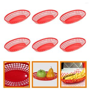 Set di stoviglie 6 pezzi Contenitori per frutta Cuffia Forniture da cucina Cestino in plastica Ristorante Snack Piatto da portata Cestini ovali in abs