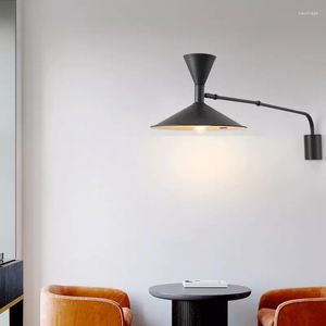 Lampada da parete minimalista regolabile braccio lungo altalena lettura camera da letto luce da comodino moderno soggiorno a LED ristorante illuminazione montata